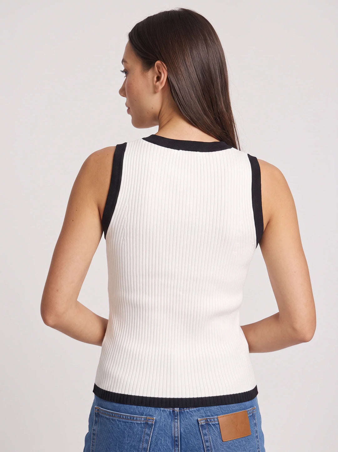 Women's Ribbed Button Front Knit Vest Preppy Tank Top