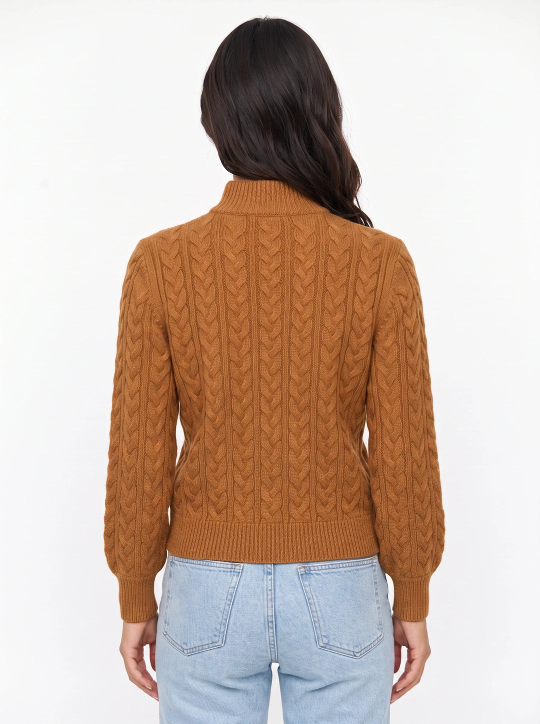 Trecci Cable Knit Mock Neck Sweater – Women Henley Button Pullover Casual Winter Office Knit Sweater