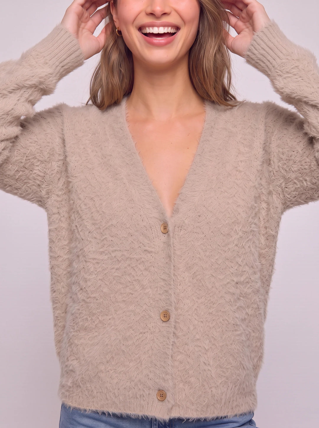 Fuzzio Textured Knit Cardigan – Button Front V-Neck Women Soft Cozy Sweater Summer Lightweight Cardigan