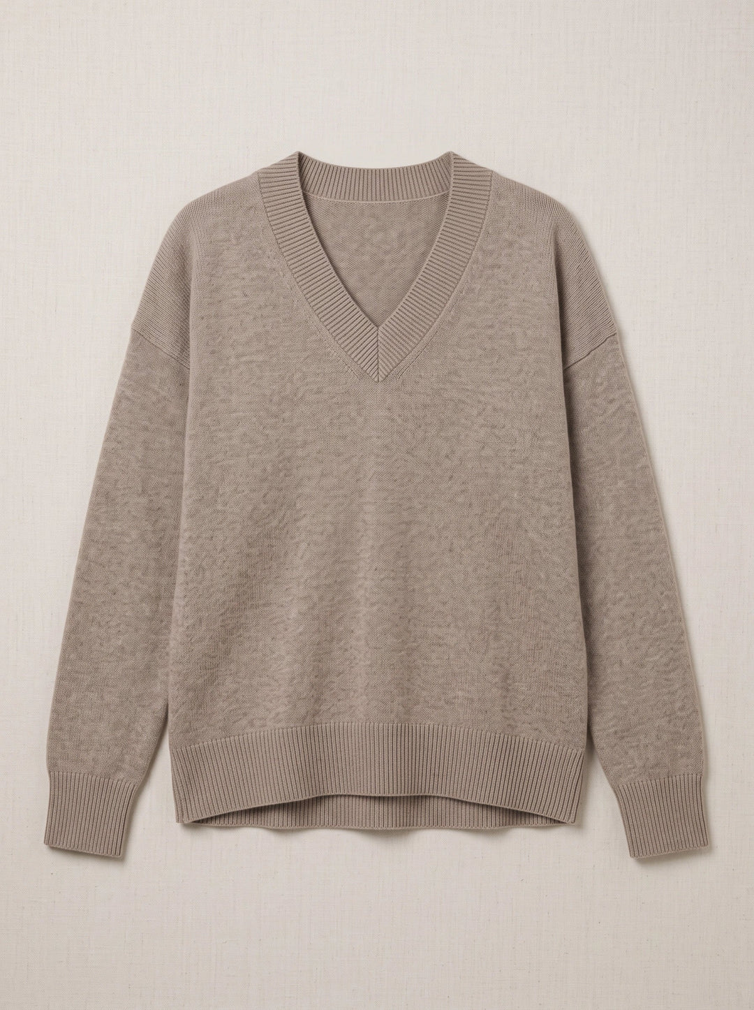 Costara V-Neck Knit Jumper – Ribbed Trim Women Casual Oversized Lightweight Summer Pullover Sweater