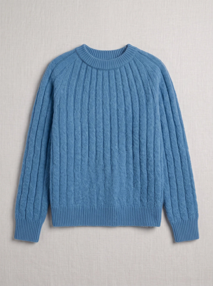 Cablena Classic Cable Knit Sweater – Women Crew Neck Knit Sweater Casual Oversized Pullover Top