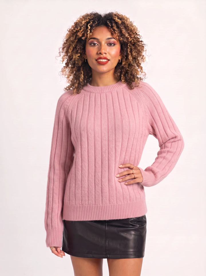 Cablena Classic Cable Knit Sweater – Women Crew Neck Knit Sweater Casual Oversized Pullover Top