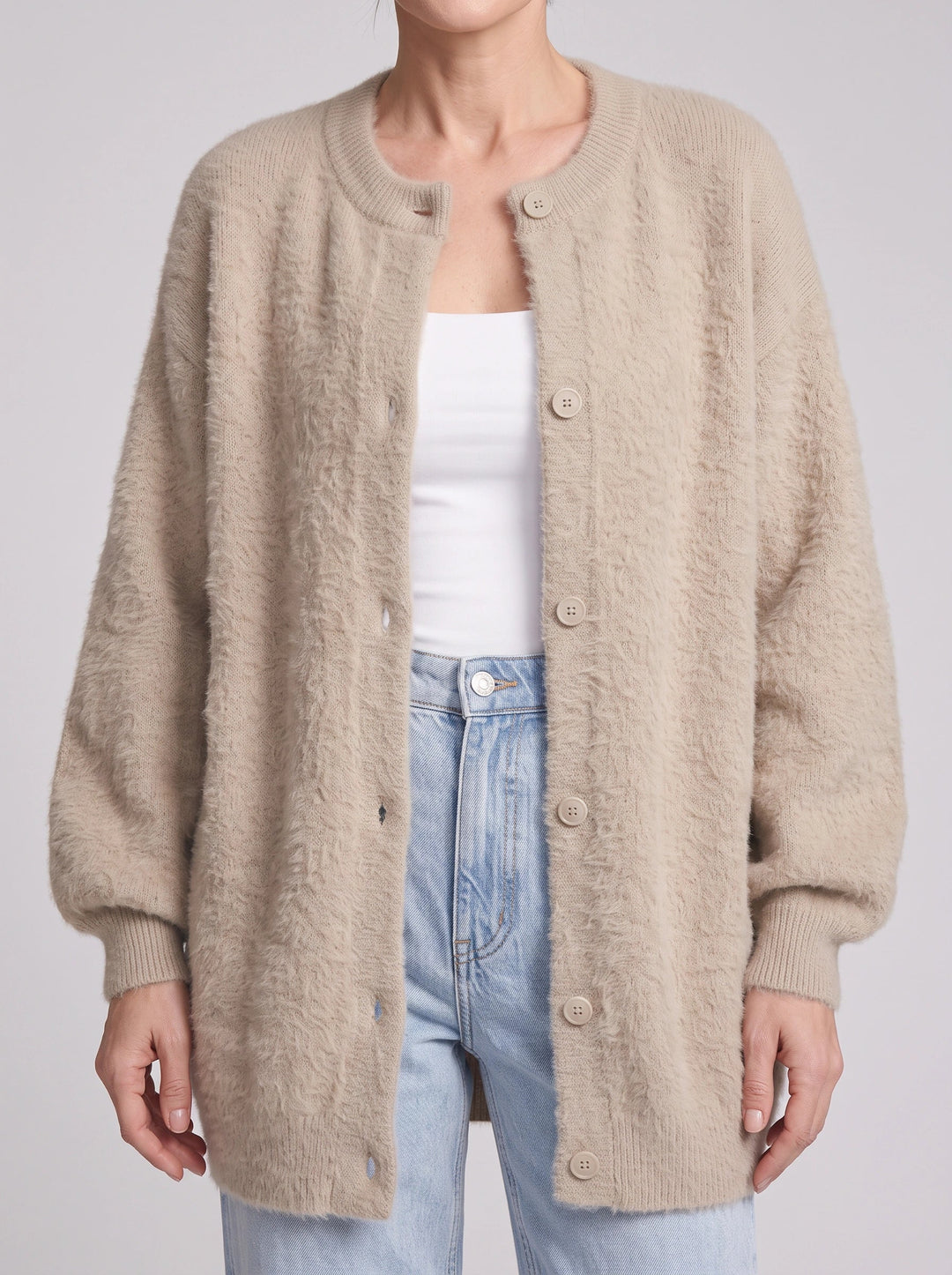 Gordes Oversized Wool Cardigan – Chunky Cardigan Sweater Women Longline Button Front Knit Cardigan