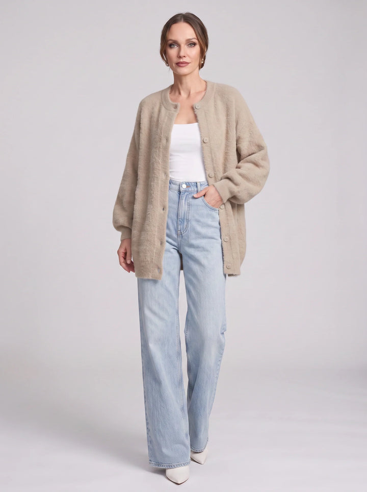 Gordes Oversized Wool Cardigan – Chunky Cardigan Sweater Women Longline Button Front Knit Cardigan