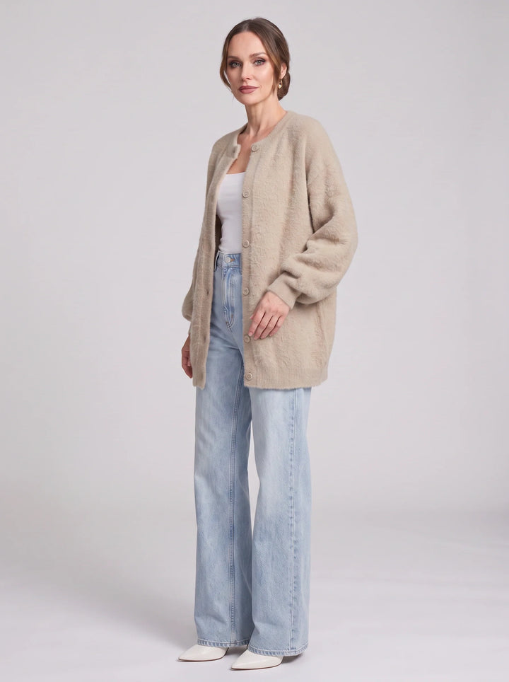 Gordes Oversized Wool Cardigan – Chunky Cardigan Sweater Women Longline Button Front Knit Cardigan
