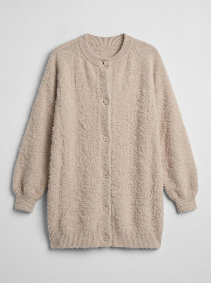 Gordes Oversized Wool Cardigan – Chunky Cardigan Sweater Women Longline Button Front Knit Cardigan