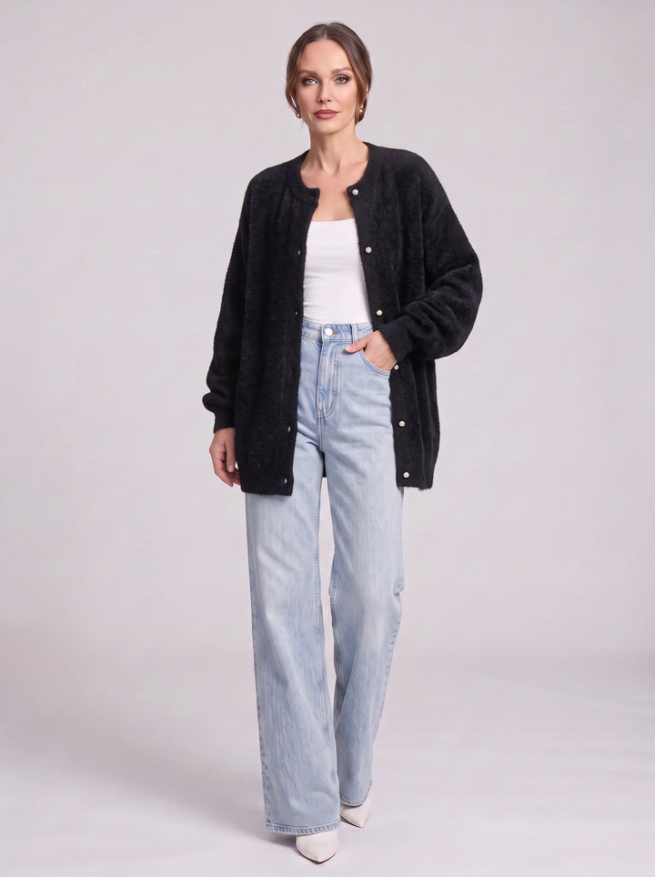 Gordes Oversized Wool Cardigan – Chunky Cardigan Sweater Women Longline Button Front Knit Cardigan