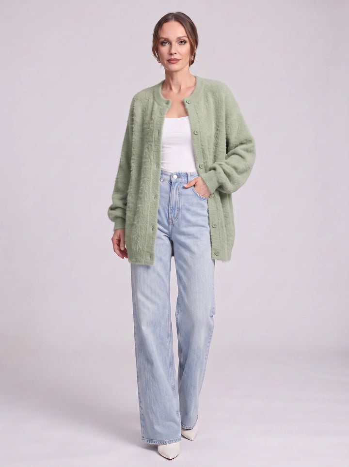 Gordes Oversized Wool Cardigan – Chunky Cardigan Sweater Women Longline Button Front Knit Cardigan