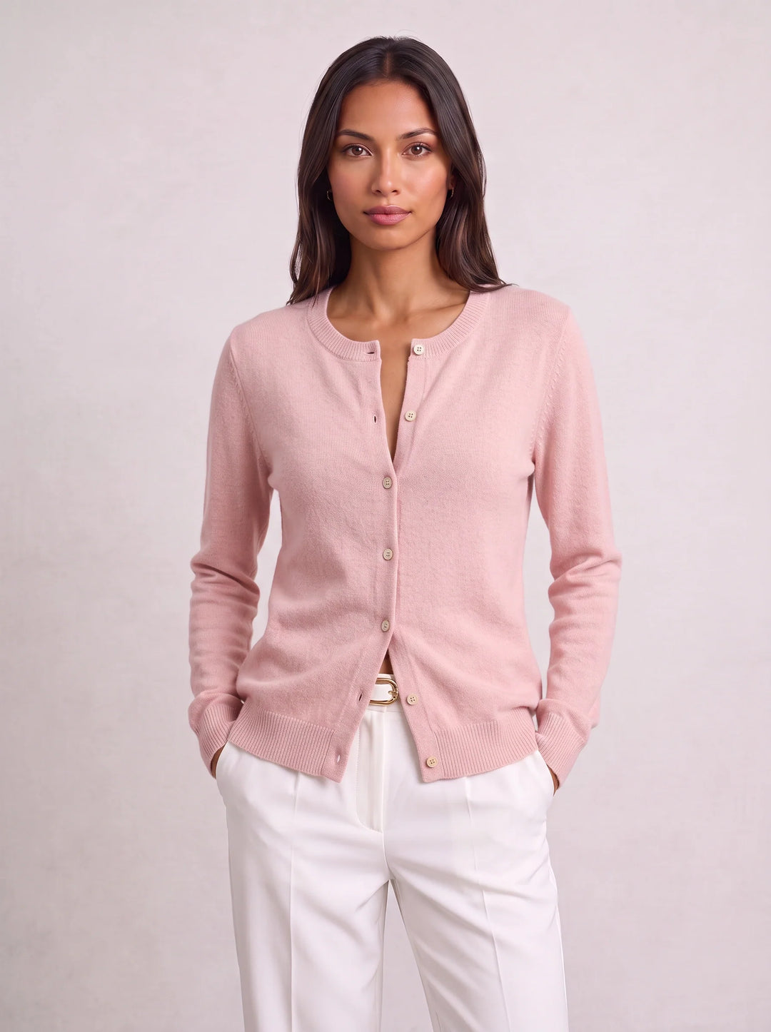 Grisnova Button-Front Ribbed Cardigan – Women Knit Sweater Crew Neck Office Casual Everyday Classic Cardigan