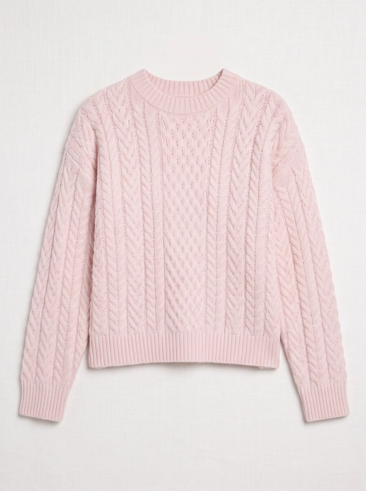Tresslyn Cable Knit Crew Neck Sweater – Cable Knit Sweater Women Oversized Chunky Pullover Casual