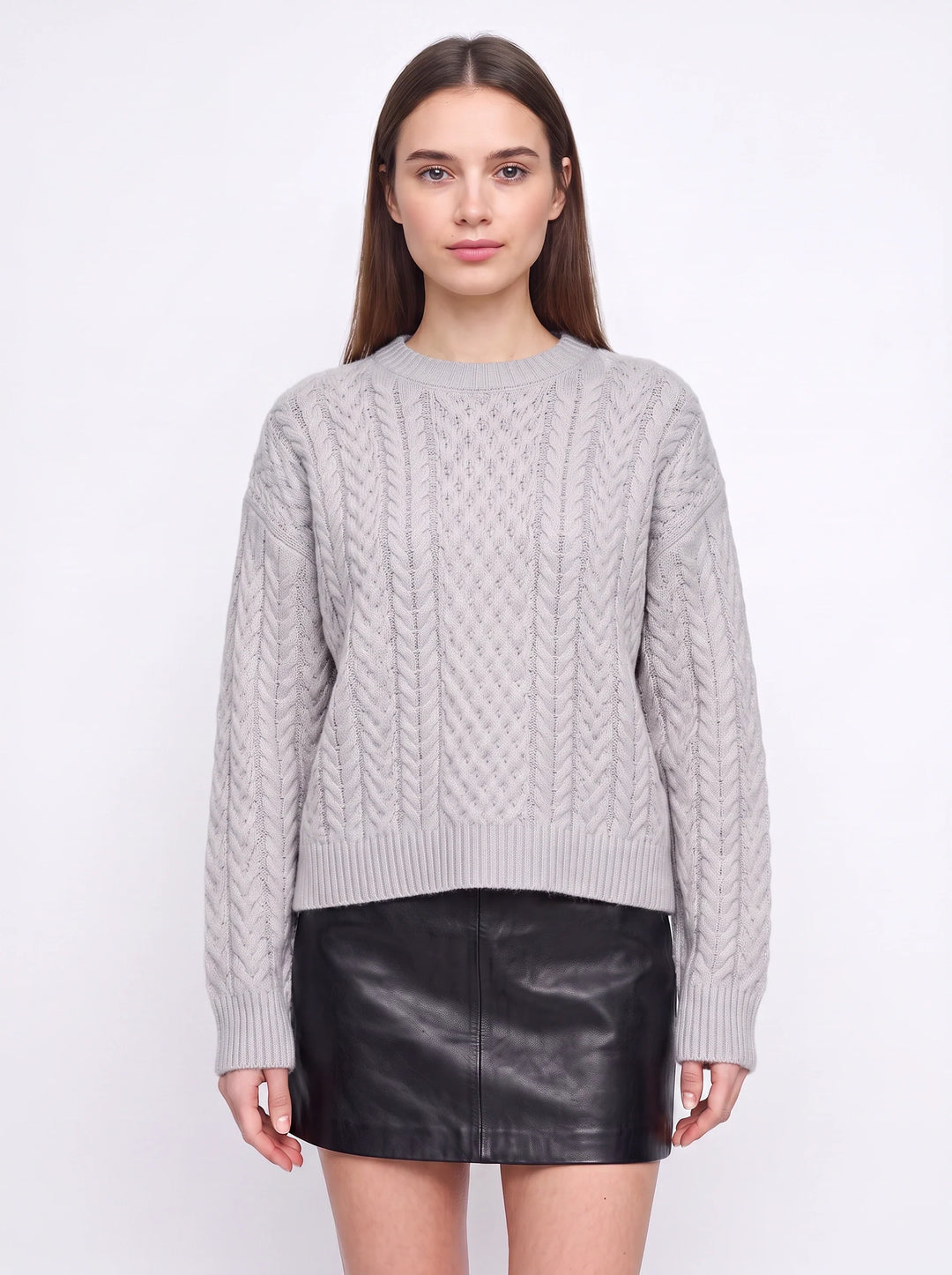 Tresslyn Cable Knit Crew Neck Sweater – Cable Knit Sweater Women Oversized Chunky Pullover Casual