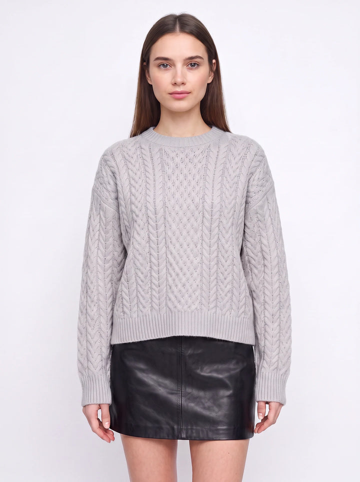 Tresslyn Cable Knit Crew Neck Sweater – Cable Knit Sweater Women Oversized Chunky Pullover Casual