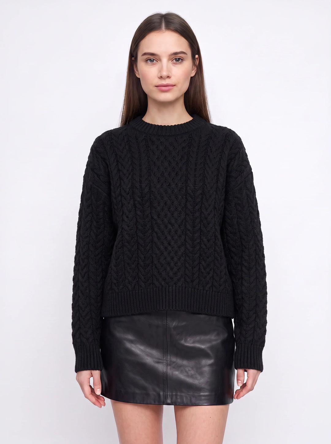 Tresslyn Cable Knit Crew Neck Sweater – Cable Knit Sweater Women Oversized Chunky Pullover Casual