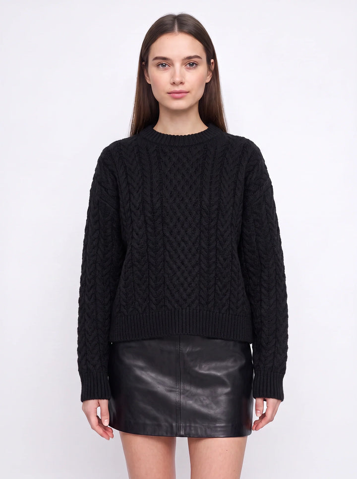 Tresslyn Cable Knit Crew Neck Sweater – Cable Knit Sweater Women Oversized Chunky Pullover Casual