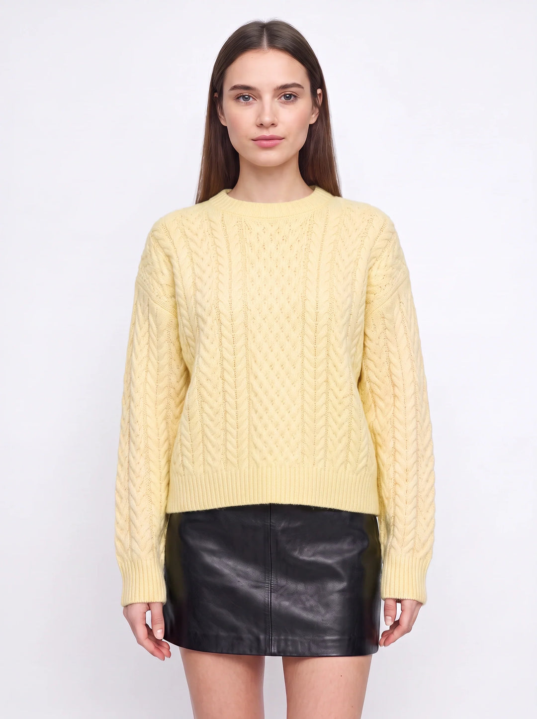 Tresslyn Cable Knit Crew Neck Sweater – Cable Knit Sweater Women Oversized Chunky Pullover Casual