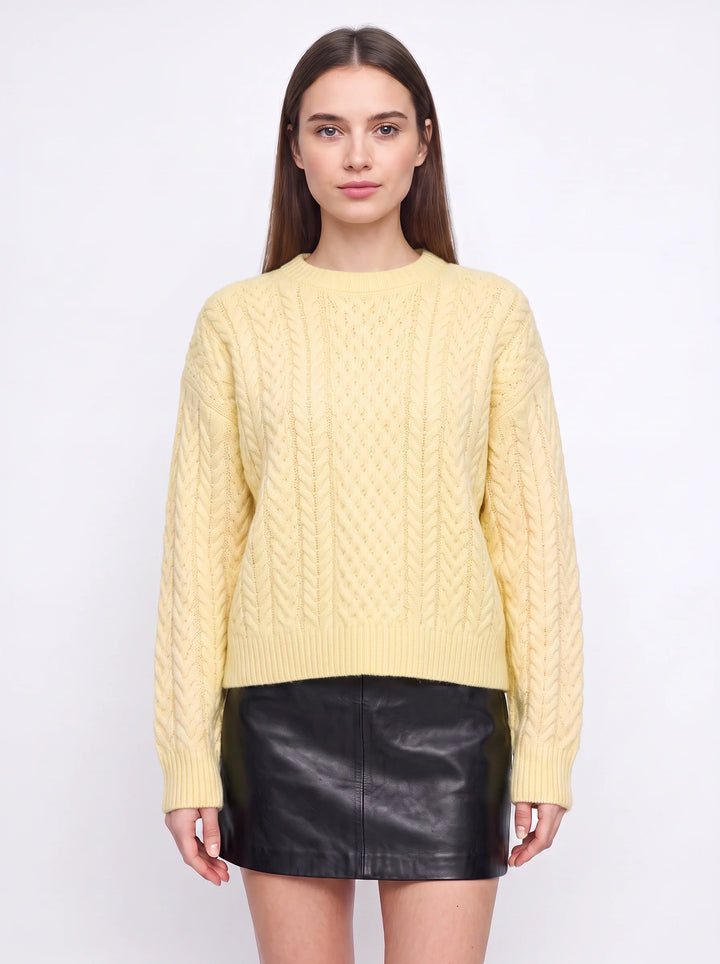 Tresslyn Cable Knit Crew Neck Sweater – Cable Knit Sweater Women Oversized Chunky Pullover Casual