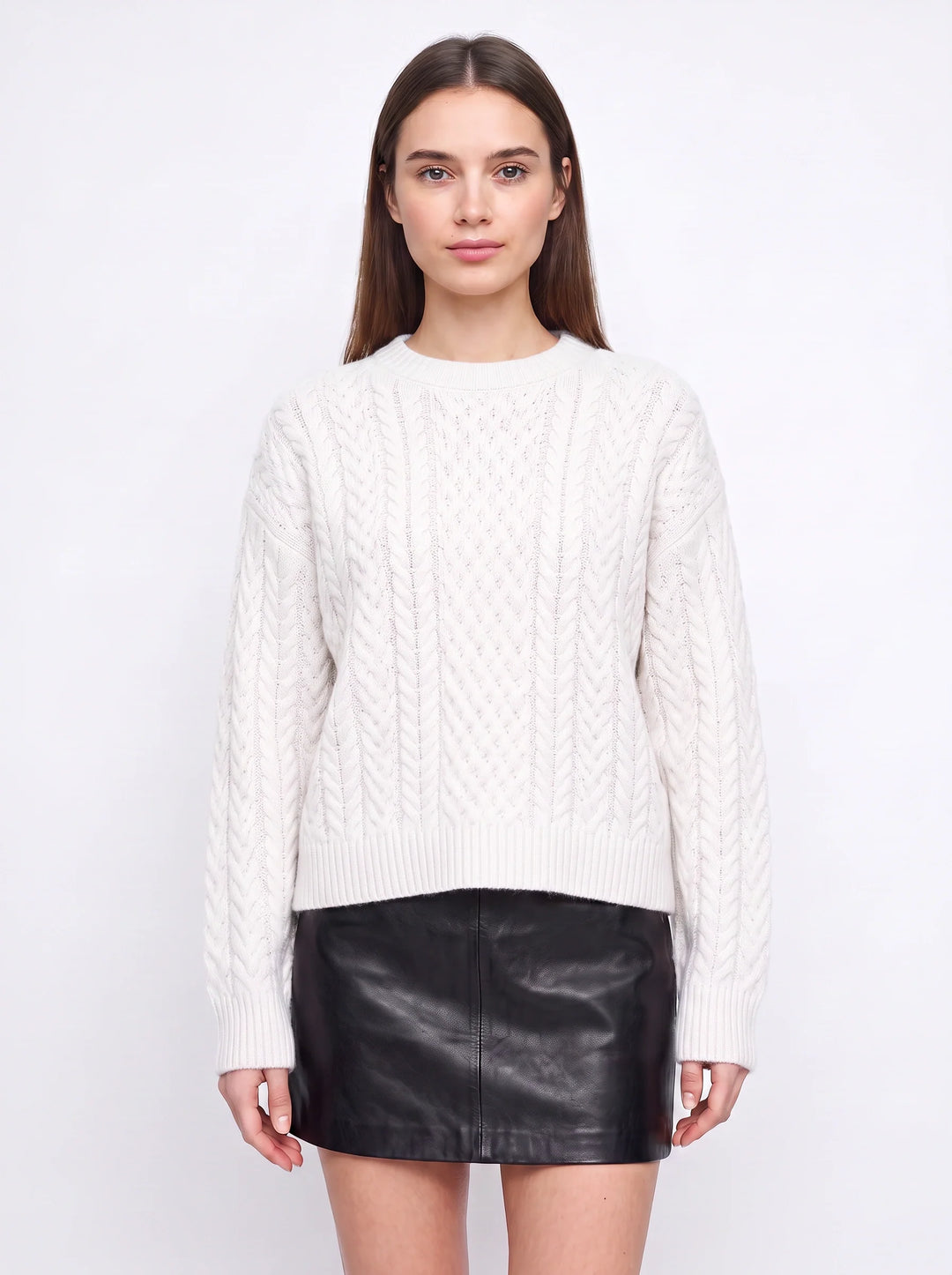 Tresslyn Cable Knit Crew Neck Sweater – Cable Knit Sweater Women Oversized Chunky Pullover Casual