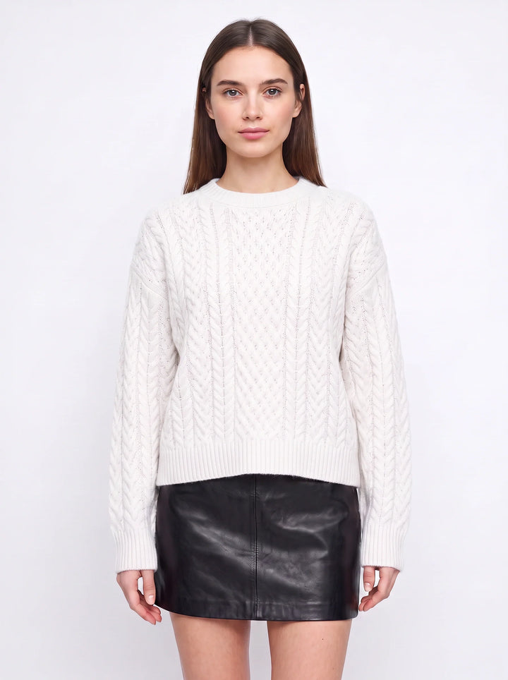 Tresslyn Cable Knit Crew Neck Sweater – Cable Knit Sweater Women Oversized Chunky Pullover Casual