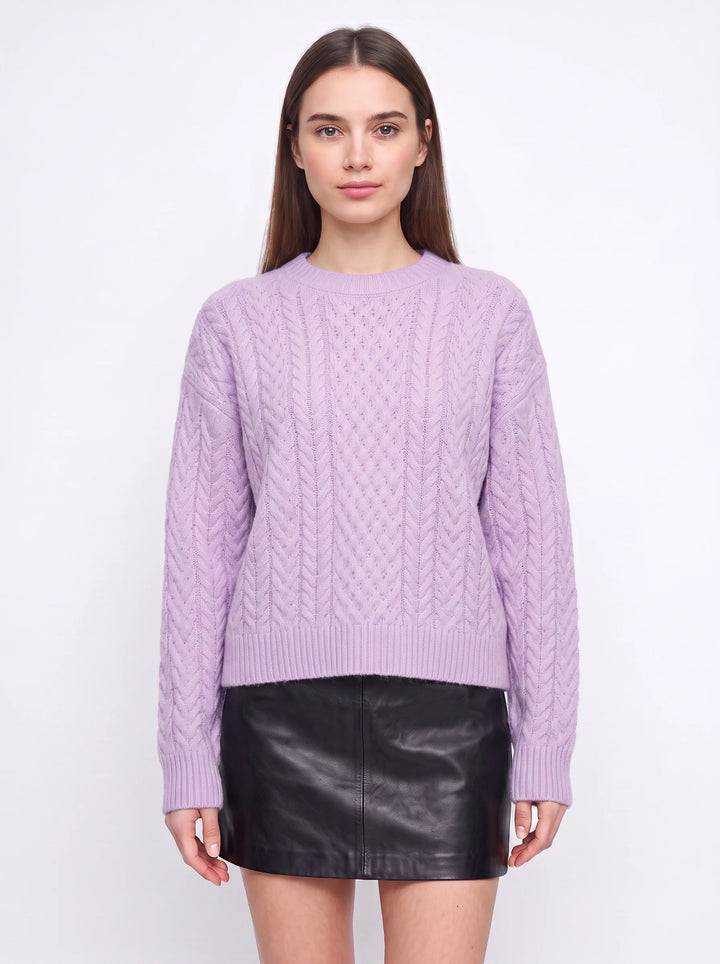 Tresslyn Cable Knit Crew Neck Sweater – Cable Knit Sweater Women Oversized Chunky Pullover Casual