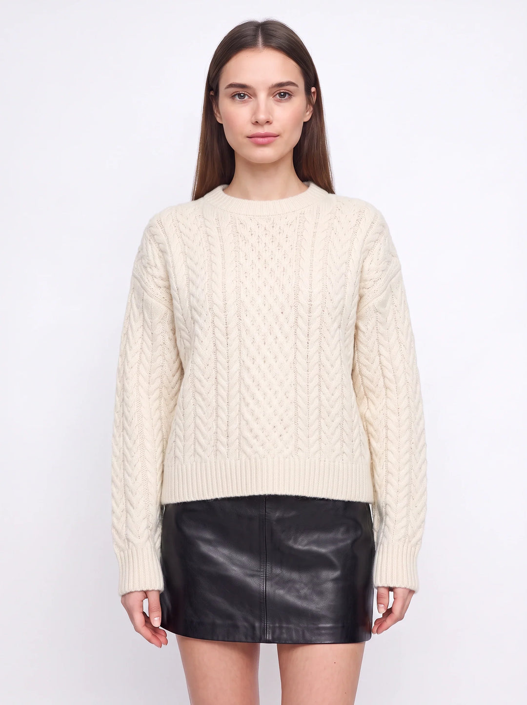 Tresslyn Cable Knit Crew Neck Sweater – Cable Knit Sweater Women Oversized Chunky Pullover Casual