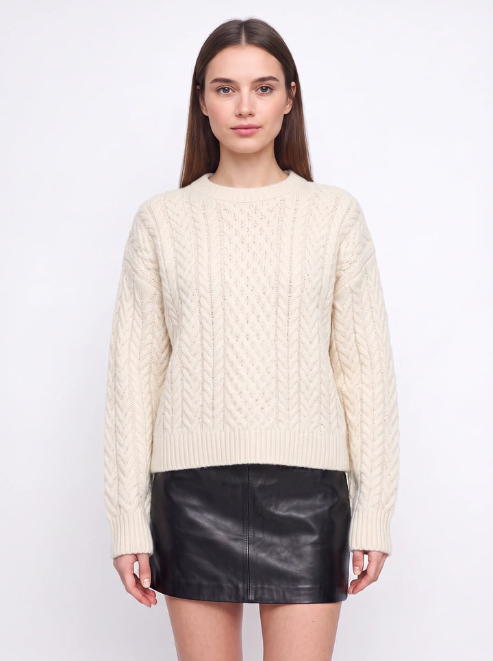 Tresslyn Cable Knit Crew Neck Sweater – Cable Knit Sweater Women Oversized Chunky Pullover Casual