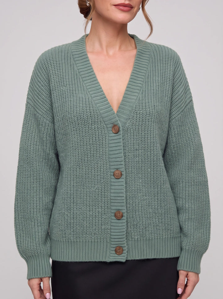 Sienna Chunky Ribbed Button Cardigan – Oversized Long Sleeve Women Casual Cozy Knit Sweater Cardigan