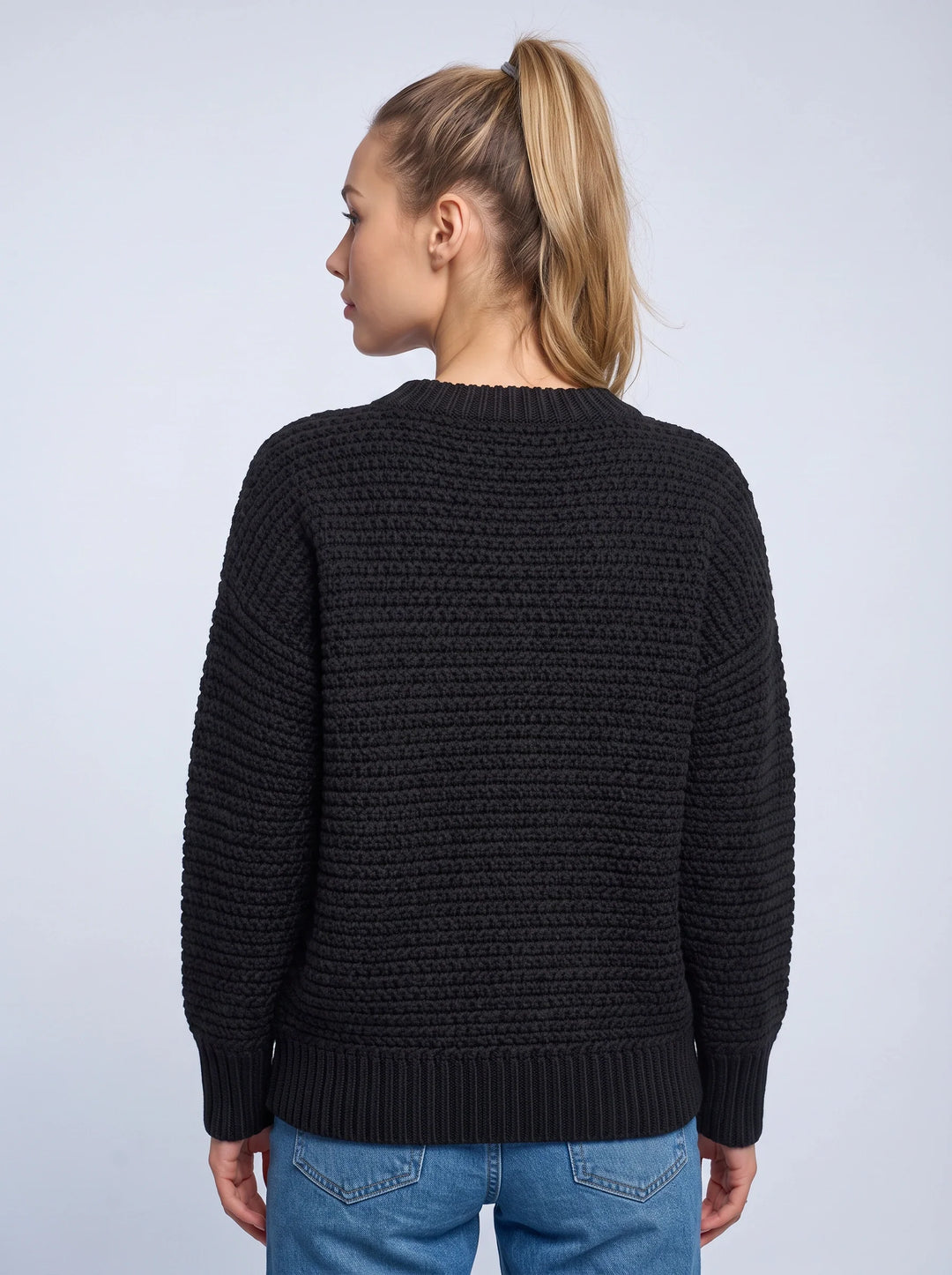 Grimsby Chunky Ribbed Crew Neck Sweater – Oversized Knit Women Sweaters Casual Winter Pullover Jumper
