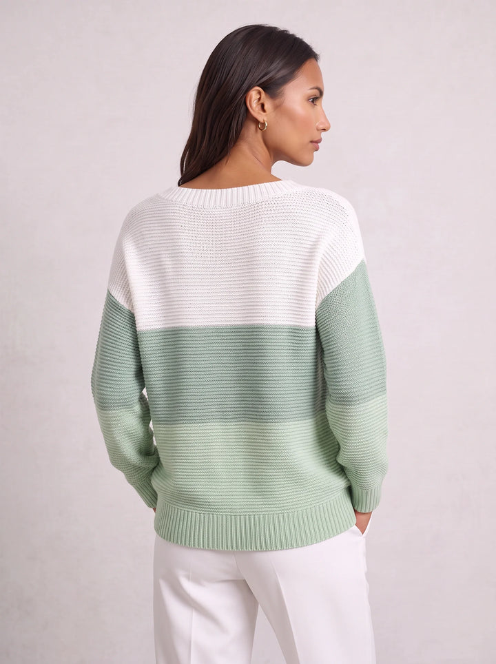 Ribmint Colorblock Knit Sweater – Women Oversized Winter Chunky Knit Pullover Casual Striped Sweater