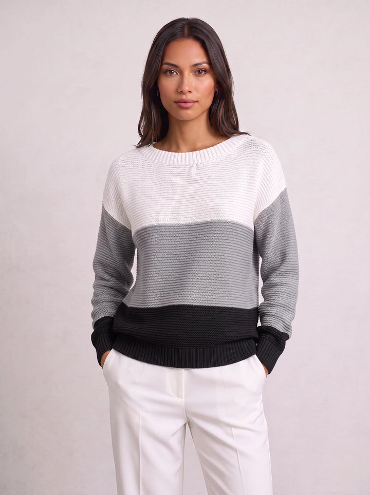 Ribmint Colorblock Knit Sweater – Women Oversized Winter Chunky Knit Pullover Casual Striped Sweater