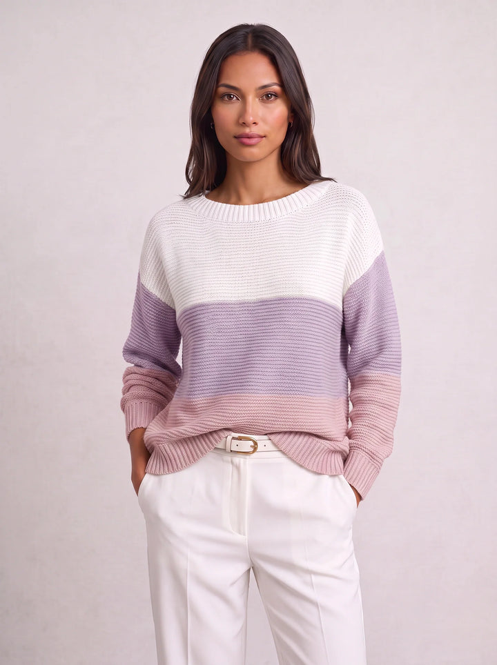 Ribmint Colorblock Knit Sweater – Women Oversized Winter Chunky Knit Pullover Casual Striped Sweater