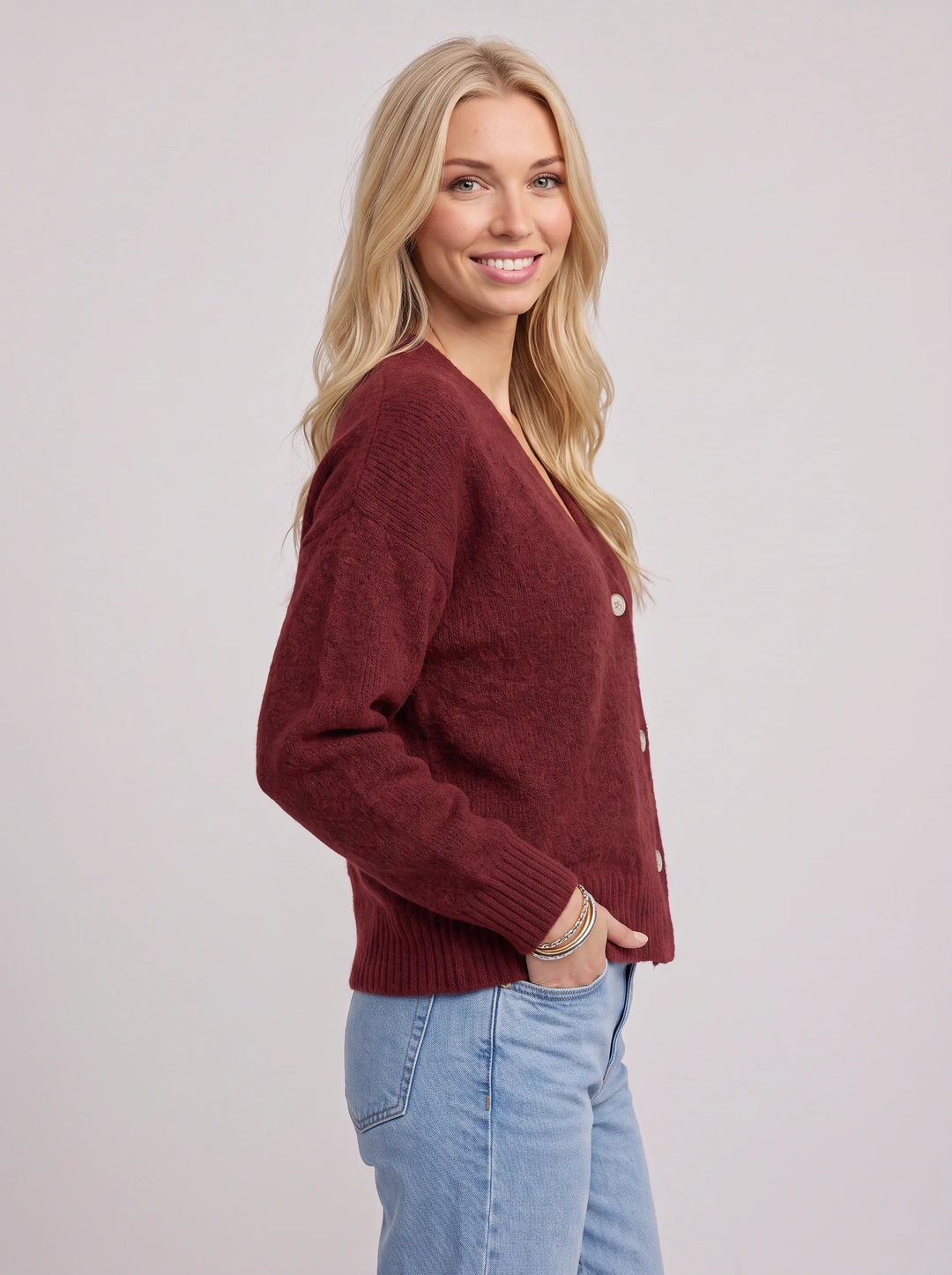 Cradwyn Ribbed Button-Front Cardigan – Women Cozy Knit V-Neck Casual Winter Sweater Cardigan