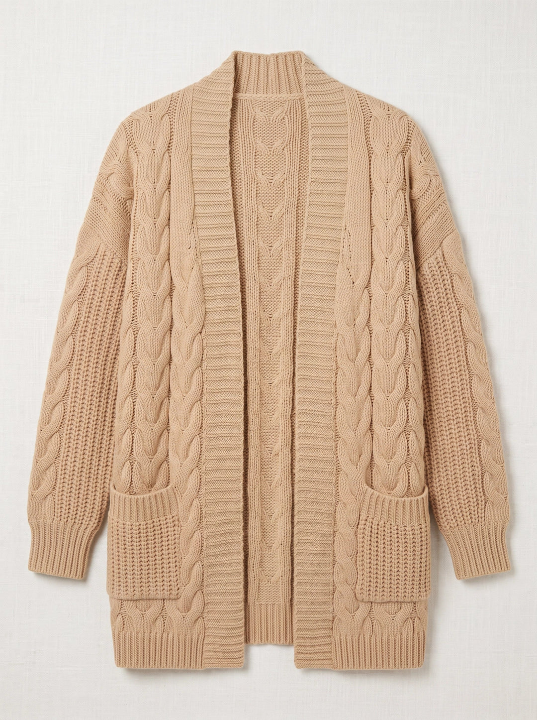 Treccia Open-Front Cable Knit Longline Cardigan – Women Sweater Oversized Cozy Winter Casual Layering Knit Cardigan