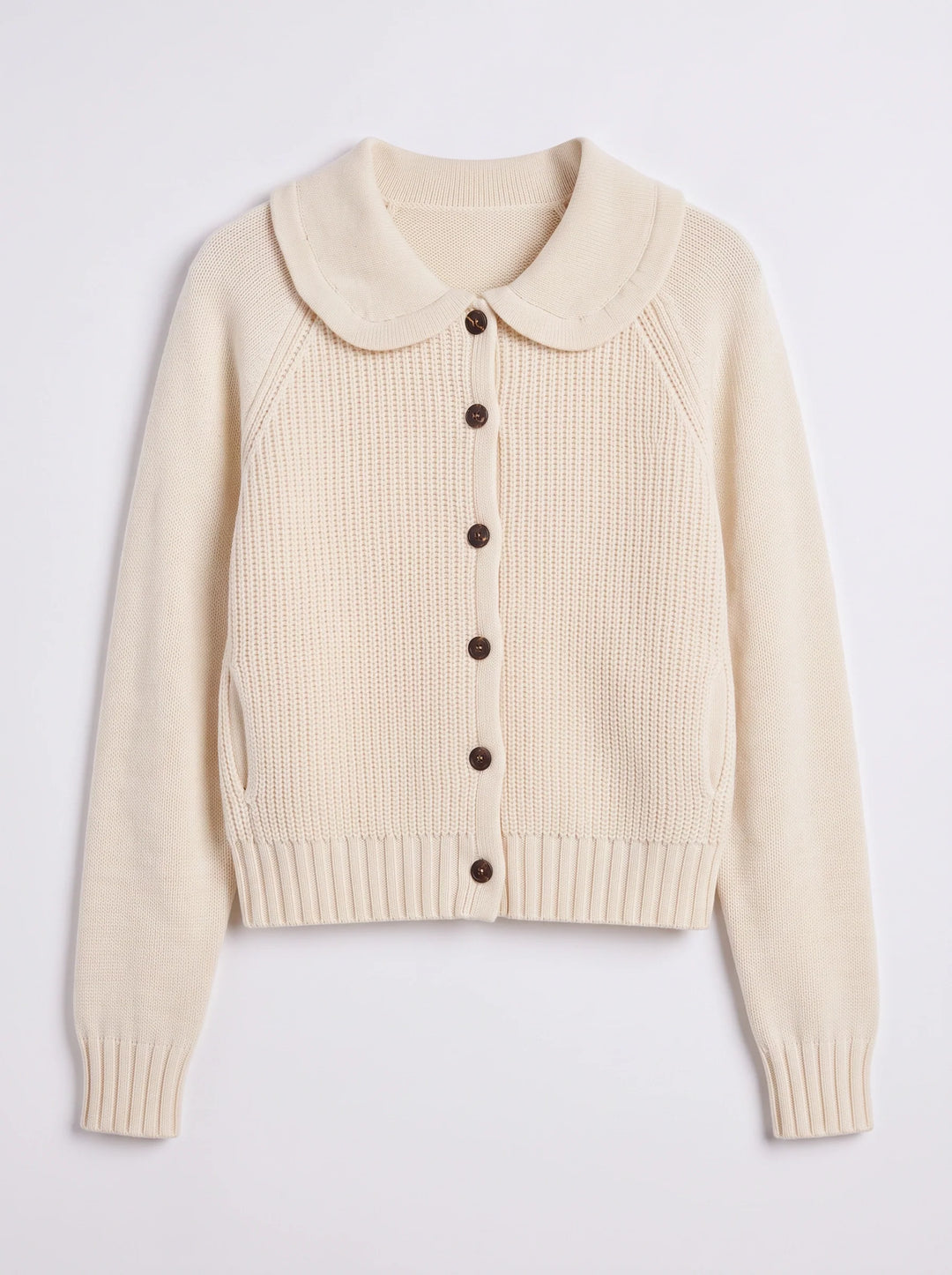 Colletto Button-Front Knit Cardigan – Women Cozy Chunky Peter Pan Collar Sweater Winter Casual