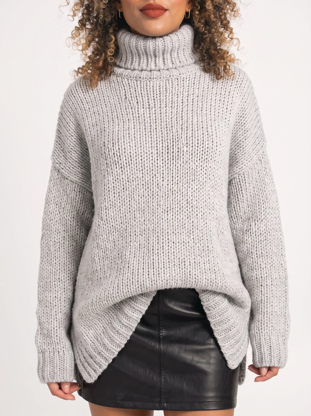Marbrek Chunky Turtleneck Sweater – Knit Sweater Women Oversized Ribbed Cuffs Wool Jumper Pullover Chunky Knit