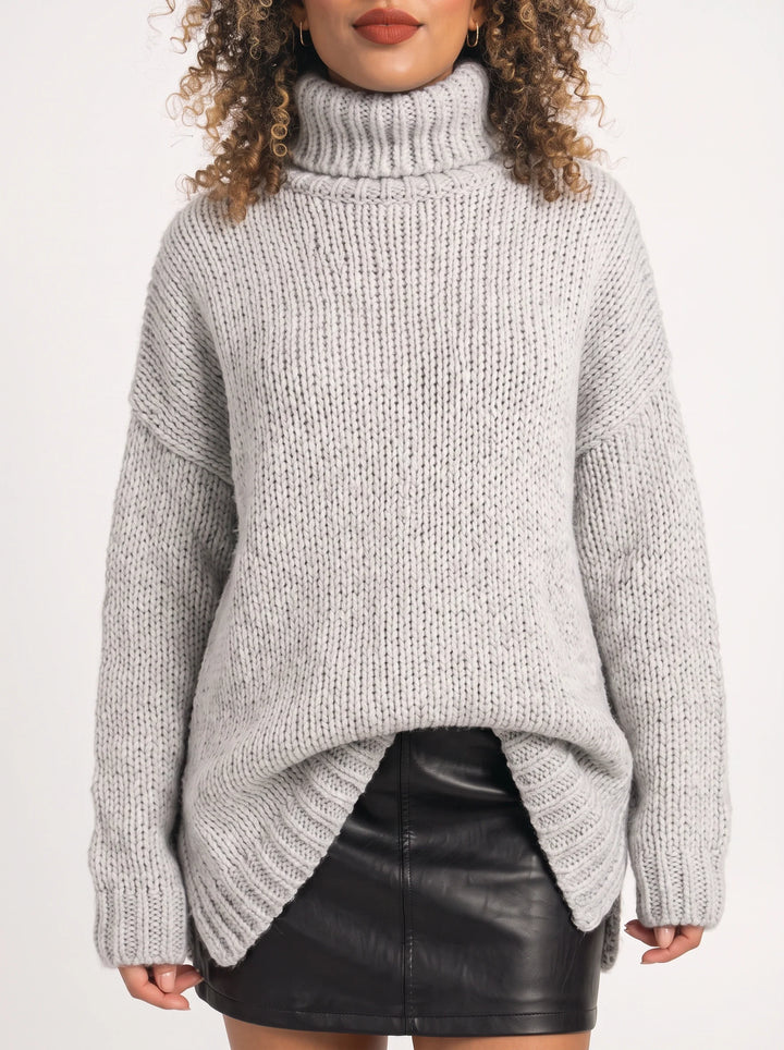 Marbrek Chunky Turtleneck Sweater – Knit Sweater Women Oversized Ribbed Cuffs Wool Jumper Pullover Chunky Knit
