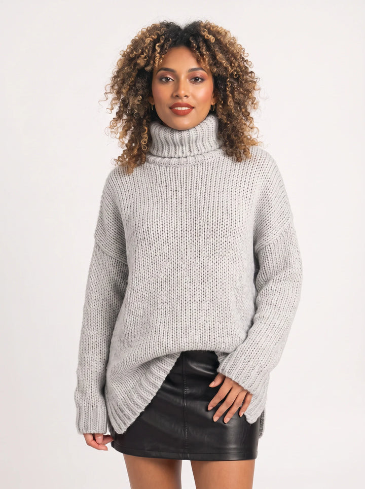 Marbrek Chunky Turtleneck Sweater – Knit Sweater Women Oversized Ribbed Cuffs Wool Jumper Pullover Chunky Knit