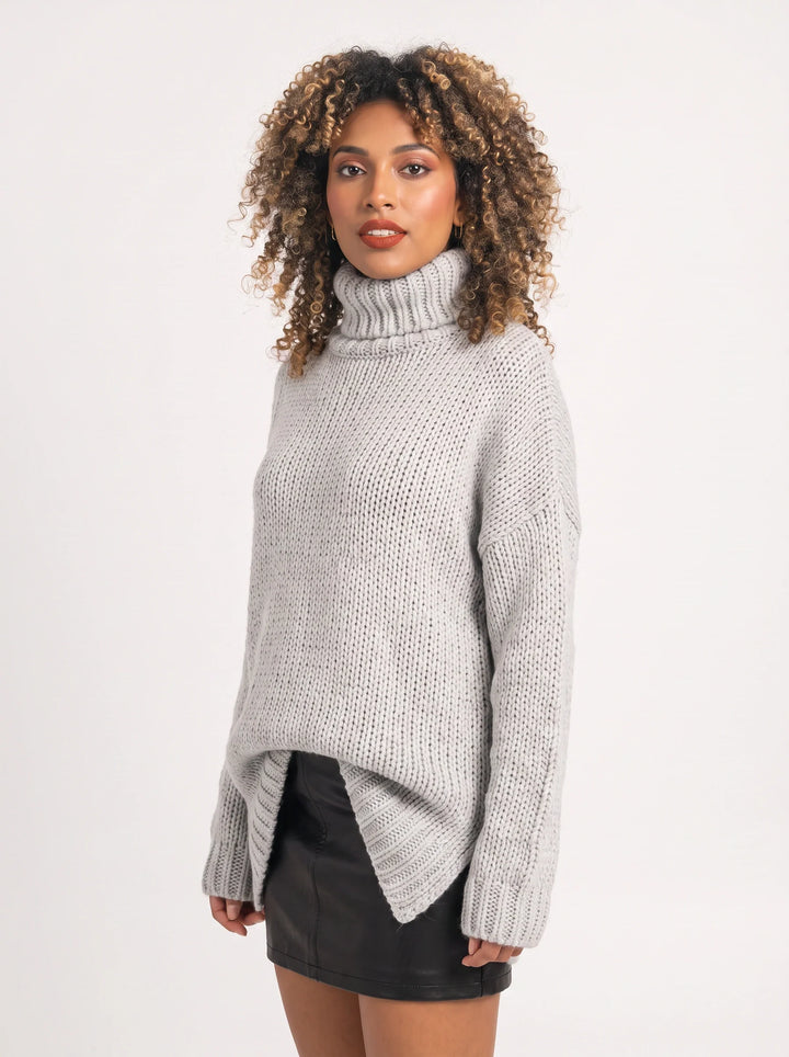 Marbrek Chunky Turtleneck Sweater – Knit Sweater Women Oversized Ribbed Cuffs Wool Jumper Pullover Chunky Knit
