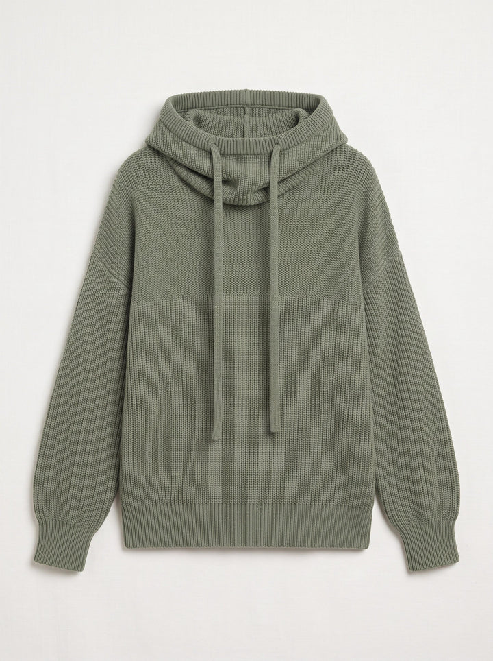 Vostrik Chunky Knit Hooded Sweater – Oversized Sweatshirt Women Mock Neck Hoodie Ribbed Casual Loungewear