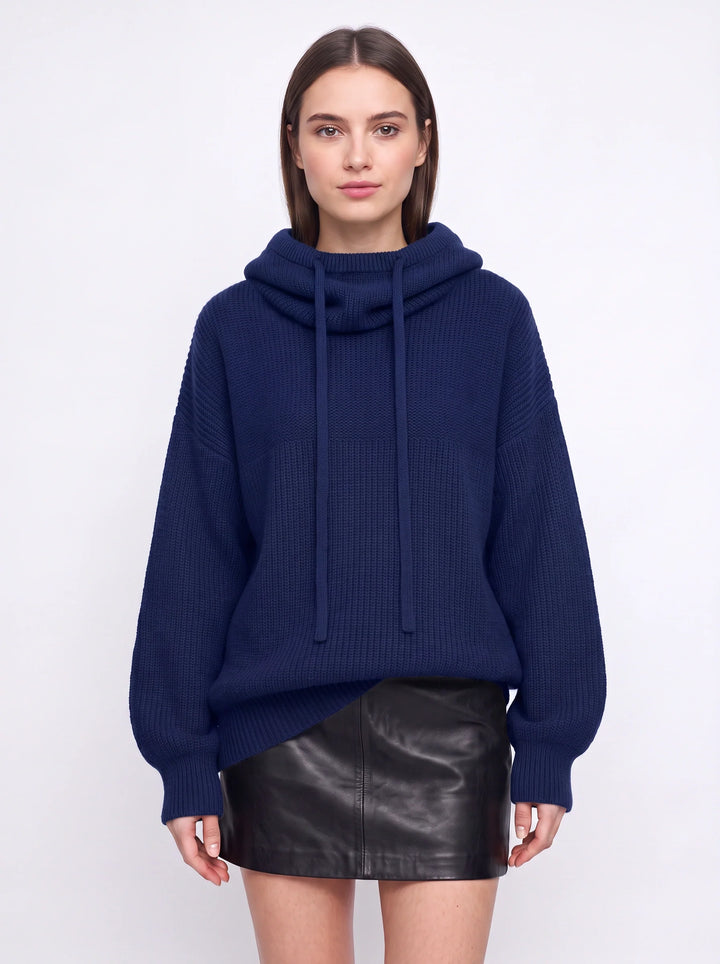 Vostrik Chunky Knit Hooded Sweater – Oversized Sweatshirt Women Mock Neck Hoodie Ribbed Casual Loungewear