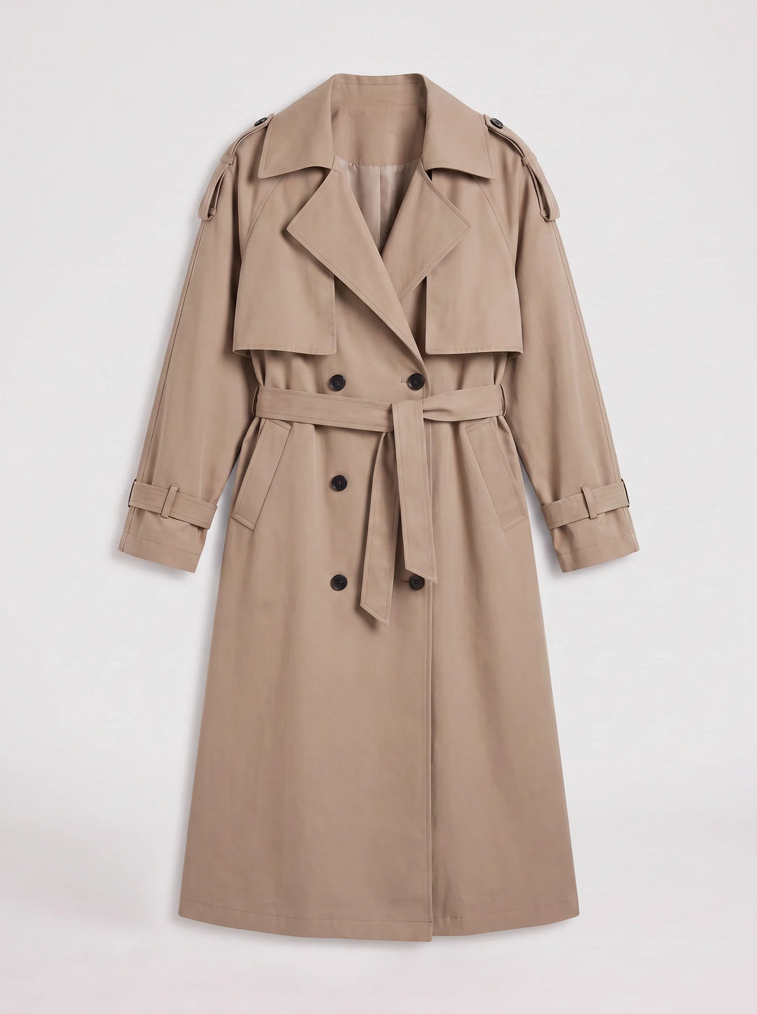 Women's Oversized Longline Trench Coat Belted Maxi Jacket