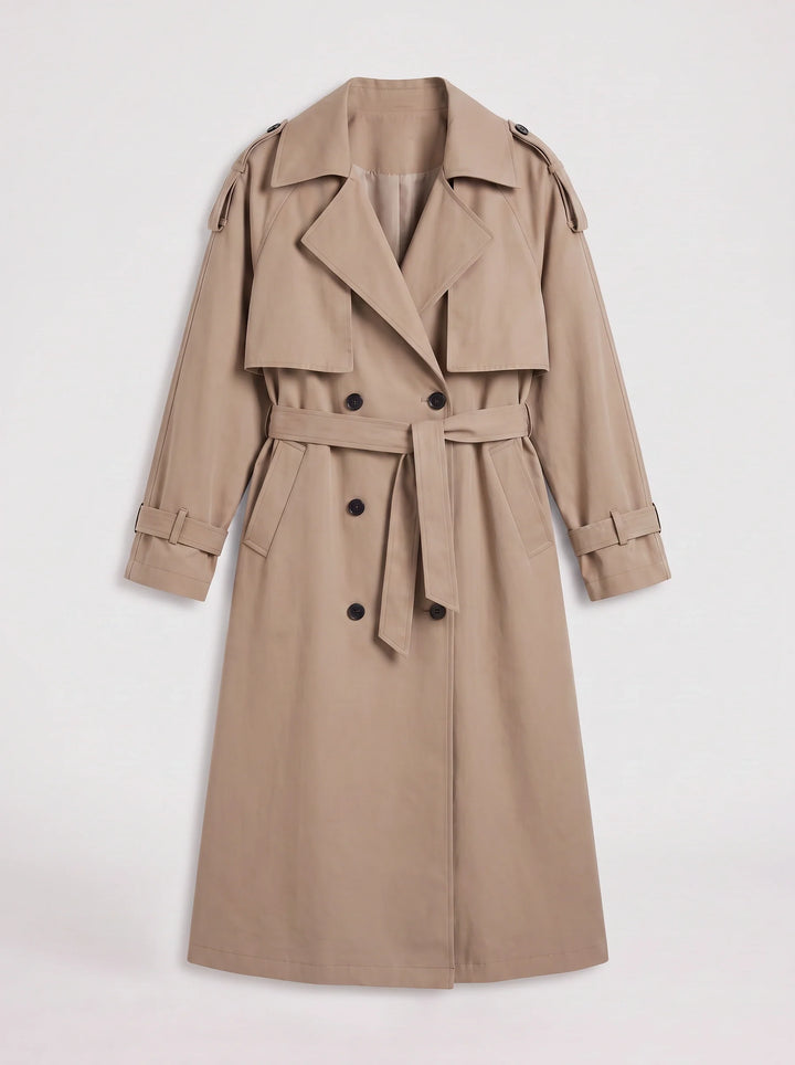 Women's Oversized Longline Trench Coat Belted Maxi Jacket