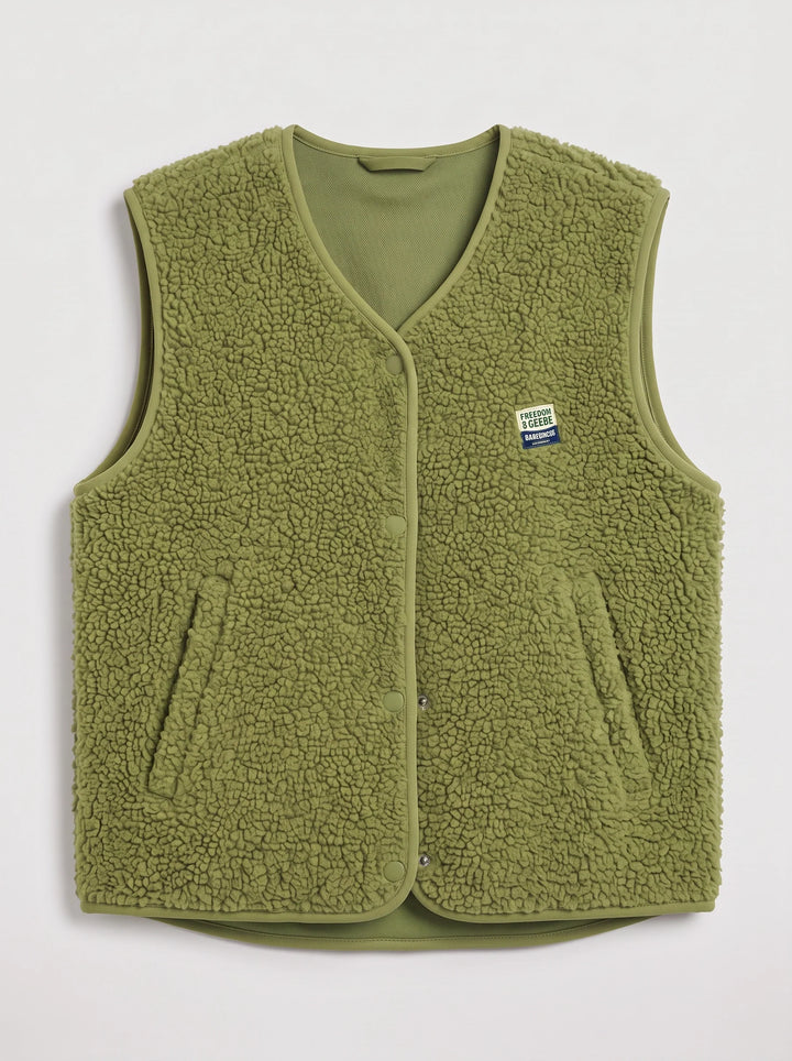 Women's Sherpa Fleece Snap Vest Warm Cropped Outerwear