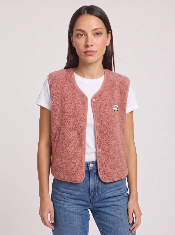 Women's Sherpa Fleece Snap Vest Warm Cropped Outerwear