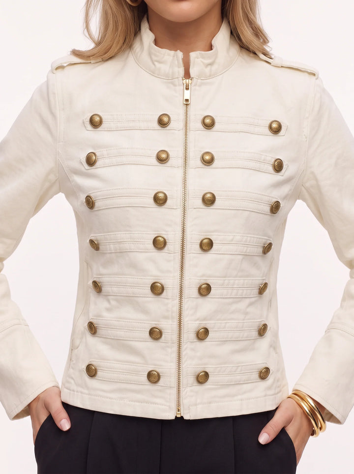 Women's Fitted Military Band Jacket Officer Button Coat