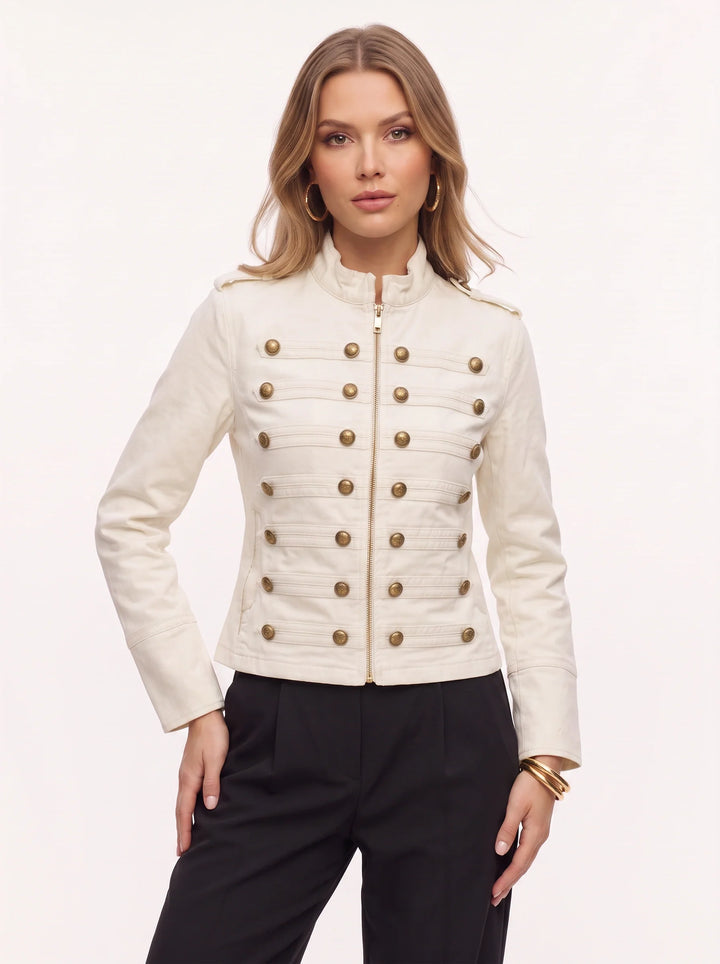 Women's Fitted Military Band Jacket Officer Button Coat