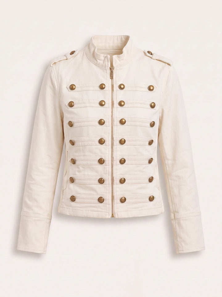 Women's Fitted Military Band Jacket Officer Button Coat