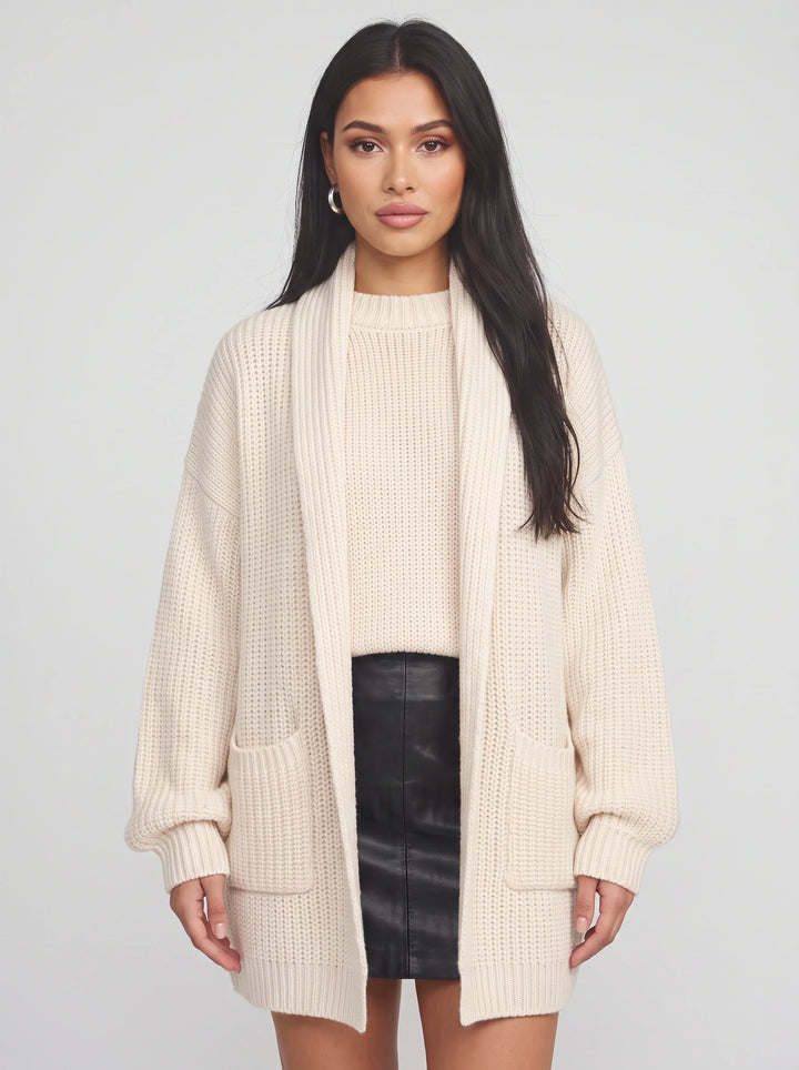 Calfino Oversized Longline Knit Cardigan – Women Chunky Knit Sweater Oversized Open Front Cardigan
