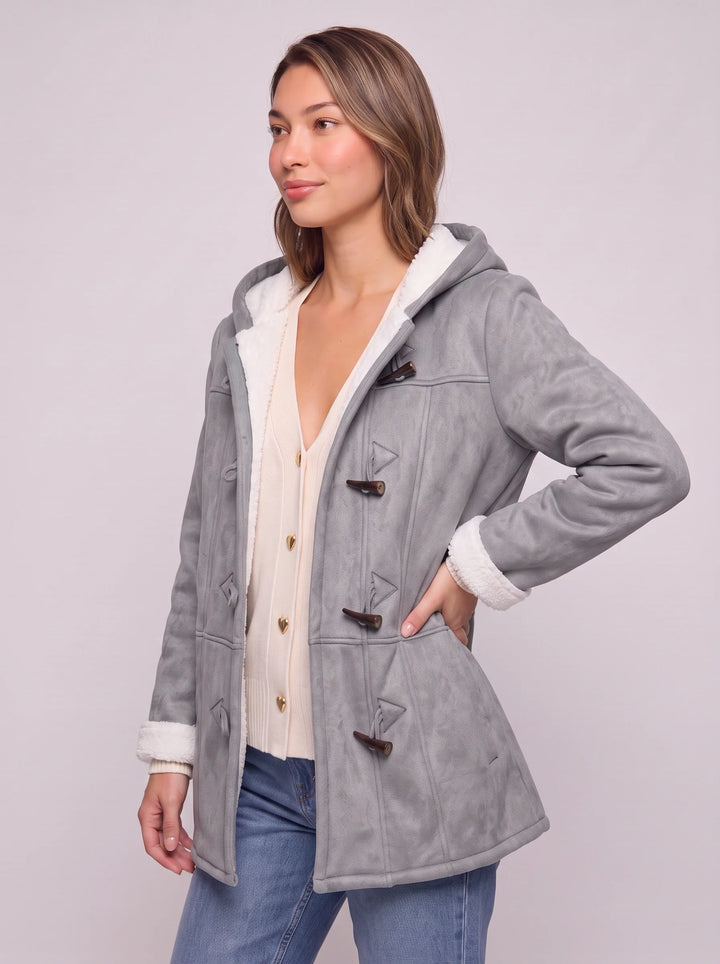 Women's Hooded Toggle Coat Warm Sherpa Lined Jacket
