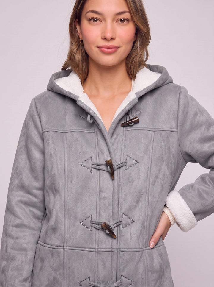 Women's Hooded Toggle Coat Warm Sherpa Lined Jacket