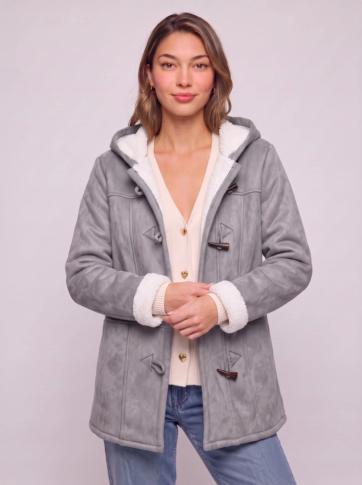 Women's Hooded Toggle Coat Warm Sherpa Lined Jacket